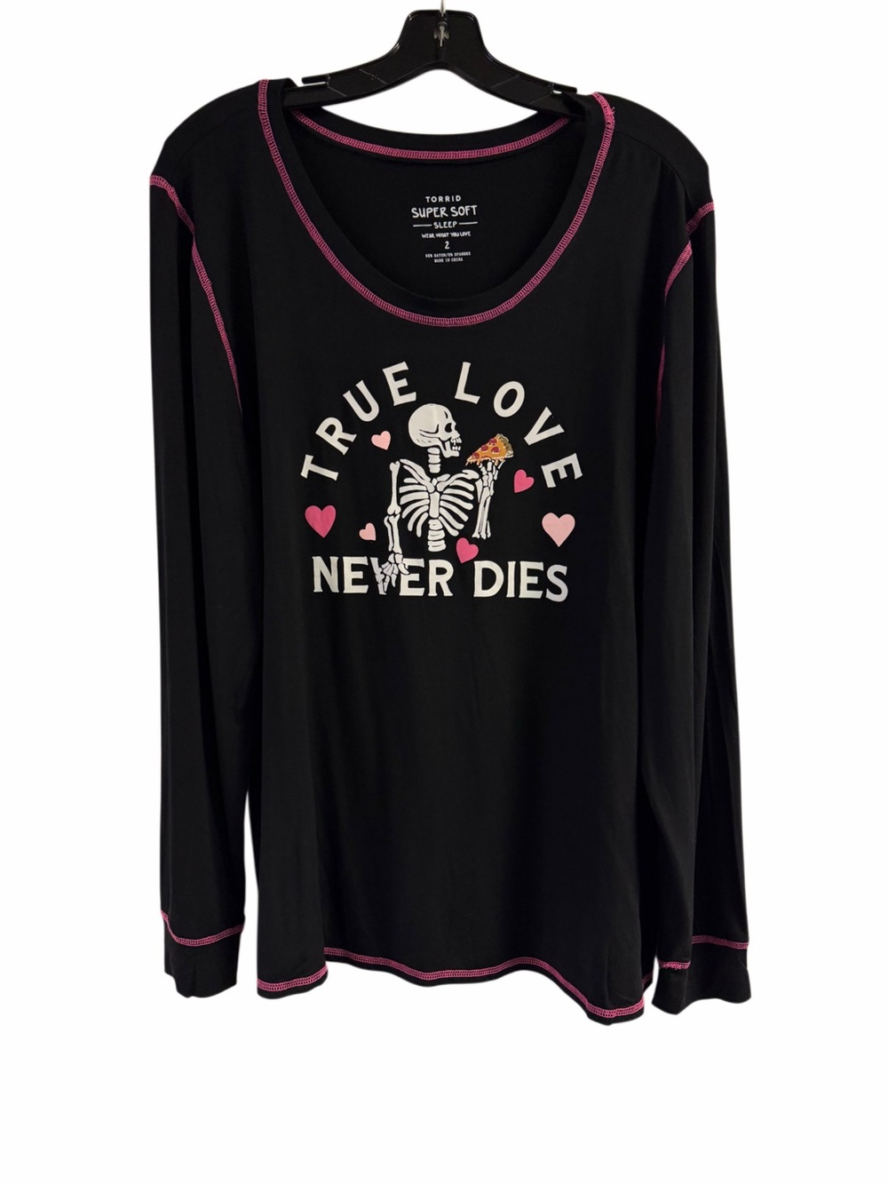 NWT Torrid True Love Never Dies Pizza Skeleton Super Soft Sleep Shirt Size 2X